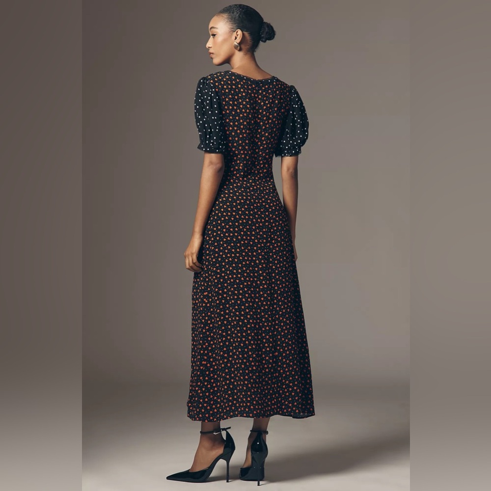 Maeve V-Neck Playful but Poise ♥️Heart Print A-Line Maxi Dress NWT Anthropologie - Picture 9 of 11